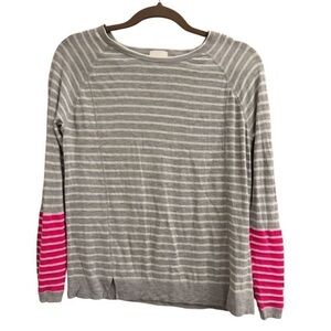 NWT Whisper by Brodie women’s STRIPE CASHMERE CREW NECK light sweater sz Medium